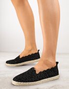vices Espadrile perforate negre cu model floral din împletitură Donavia