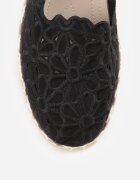 vices Espadrile perforate negre cu model floral din împletitură Donavia