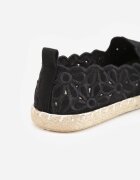 vices Espadrile perforate negre cu model floral din împletitură Donavia