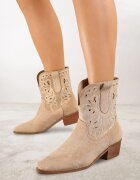 vices Ghete bej închis cu Toc Stil cowboy cu Broderie Nelithraea