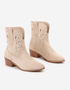 vices Ghete bej închis cu Toc Stil cowboy cu Broderie Nelithraea