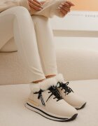 vices Ghete Bej Sneakers cu Talpă Groasă și Blană Biqilee