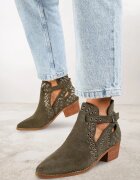 vices Ghete cowboy Verde cu toc Decorate cu decupaj și inserții metalice Nelori
