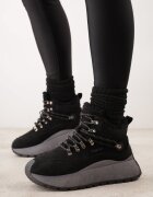 vices Ghete de zăpadă tip Sneakers Negre Sportive pe Talpă Groasă Nellsana