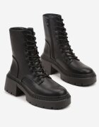 vices Ghete Negre Tip Worker cu platformă cu relief și ornament violet