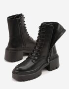 vices Ghete Negre Tip Worker cu platformă cu relief și ornament violet