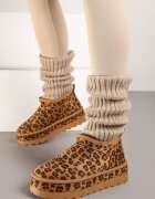 vices Maro Ghete de zăpadă cu imprimeu leopard cu carâmb scurt căptușite cu blană Grelfedi