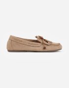 vices Mocasini Bej deschis cu Branț din Piele Naturală și Mărgele Decorative Neni