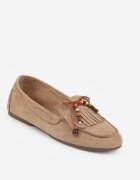 vices Mocasini Bej deschis cu Branț din Piele Naturală și Mărgele Decorative Neni
