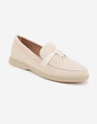 vices Mocasini Elegante Bej din imitație de piele întoarsă cu branț din piele Jaenith