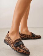vices Mocasini Leopard cu branț de piele și cusături decorative Adestiia
