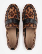 vices Mocasini Leopard cu branț de piele și cusături decorative Adestiia