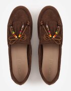 vices Mocasini Maro cu Branț din Piele Naturală și Mărgele Decorative Neni