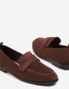 vices Mocasini Maro cu Brant din Piele și Cusături Decorative Adestiia