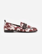 vices Mocasini Maro cu Imprimeu Vacă cu Brant din Piele și Cusături Decorative Adestiia