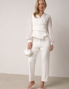 vices Pantaloni Albi Eleganți de Costum cu Buzunare Zervia