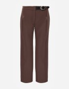 vices Pantaloni de costum maro la dungă cu curea cusută cu cataramă Azivore