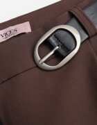 vices Pantaloni de costum maro la dungă cu curea cusută cu cataramă Azivore
