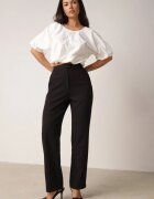 vices Pantaloni de costum negri drepți cu Talie Înaltă Zellryna