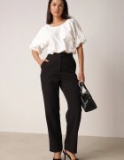 vices Pantaloni de costum negri drepți cu Talie Înaltă Zellryna