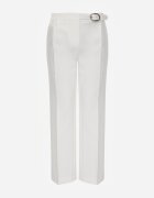 vices Pantaloni eleganți albi cu dungă cu curea încorporată și cataramă Azivore