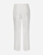 vices Pantaloni eleganți albi cu dungă cu curea încorporată și cataramă Azivore