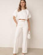 vices Pantaloni eleganți evazați cu dungă ornamentați cu dungi Neronia Albi
