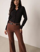 vices Pantaloni eleganți evazați cu dungă ornamentați cu dungi Neronia Maro