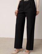 vices Pantaloni Eleganti Negri cu dungă cu centură cusută cu cataramă Azivore