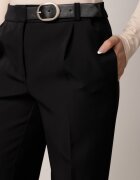 vices Pantaloni Eleganti Negri cu dungă cu centură cusută cu cataramă Azivore