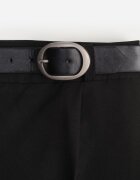 vices Pantaloni Eleganti Negri cu dungă cu centură cusută cu cataramă Azivore