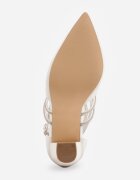 vices Pantofi Albi cu toc cu branț din piele cu barete decorative și zirconii Rinnesca