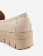 vices Pantofi Bej în stil Mocasini cu Pană cu Branț din Piele cu Curea Decorativă Rieva