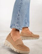 vices Pantofi Bej Închis în Stil Mocasini cu Pană cu Branț din Piele cu Curea Decorativă Rieva