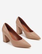 vices Pantofi Bej pe Toc Geometric cu Brant din Piele Naturală Midvire