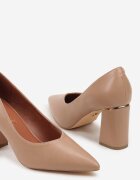 vices Pantofi Bej pe Toc Geometric cu Brant din Piele Naturală Midvire