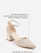 vices Pantofi Bej Structurali cu toc gros cu baretă pe gleznă Kallimei