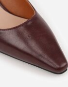 vices Pantofi Bordeaux cu toc în stil rață cu branț din piele naturală Lukke