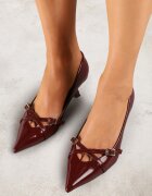 vices Pantofi bordo lăcuiți cu toc pisicuță cu barete decorative Caloma