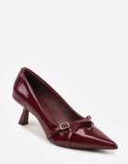 vices Pantofi bordo lăcuiți cu toc pisicuță cu barete decorative Caloma