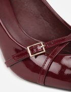vices Pantofi bordo lăcuiți cu toc pisicuță cu barete decorative Caloma