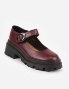 vices Pantofi Bordo Mary Jane cu Talpă Groasă și Cataramă Decorativă Fenzina