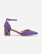 vices Pantofi clasici mov cu toc cu branț din piele naturală cu model geometric Arori