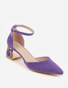 vices Pantofi clasici mov cu toc cu branț din piele naturală cu model geometric Arori