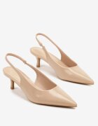 vices Pantofi cu toc Bej închis Lăcuite Slingback cu toc tip kitten Sonilitia