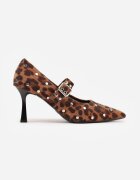 vices Pantofi cu toc cui cu imprimeu leopard cu branț din piele baretă și capse Nalizelle