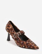 vices Pantofi cu toc cui cu imprimeu leopard cu branț din piele baretă și capse Nalizelle