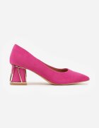 vices Pantofi cu toc fucsia cu toc decorativ cu branț de piele Arvisel