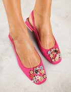 vices Pantofi cu toc Fucsia cu toc descoperit decorați cu Zirconii cu branț din piele Eklevia born2be.com.ro