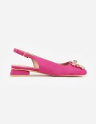 vices Pantofi cu toc Fucsia cu toc descoperit decorați cu Zirconii cu branț din piele Eklevia born2be.com.ro